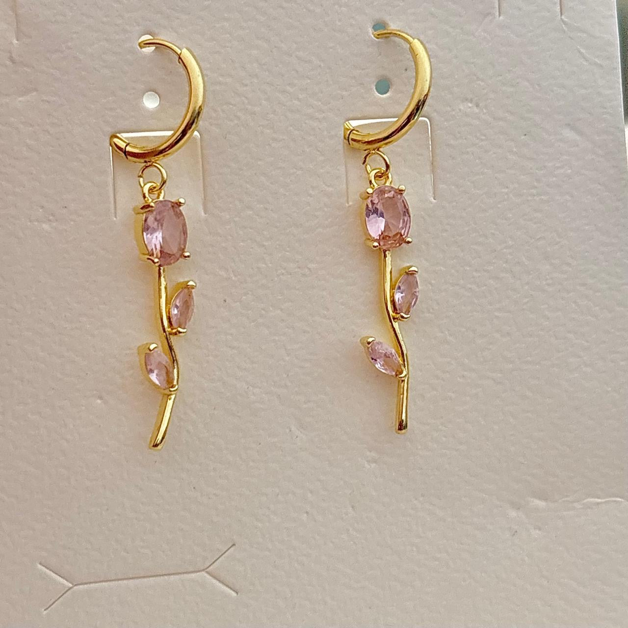 Pink Rose Vine Hoops