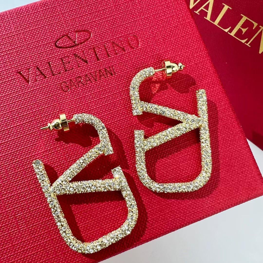 Valentino Swarovski Crystal Pave Hoops