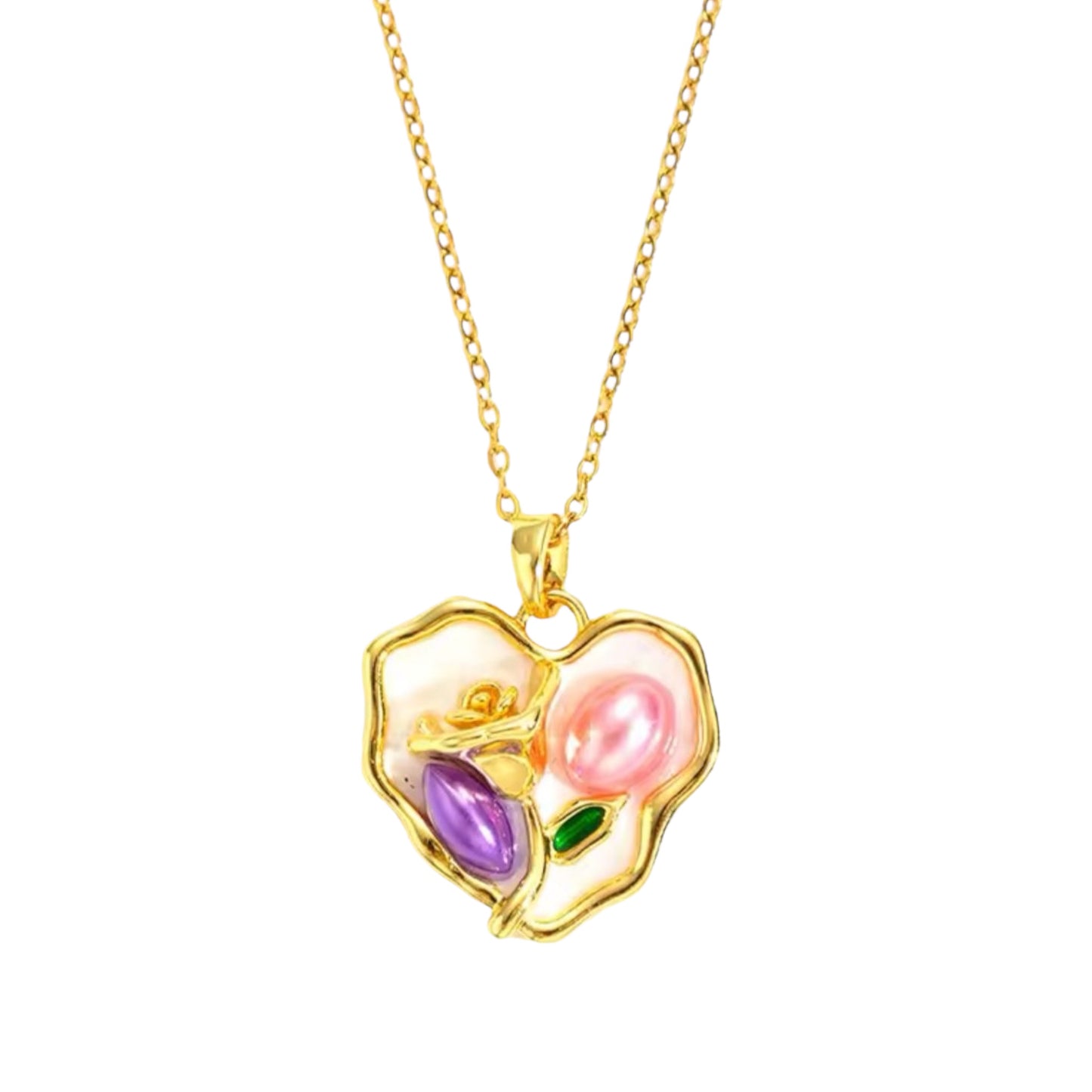 Cottage Core Necklace -18K | Hand Painted