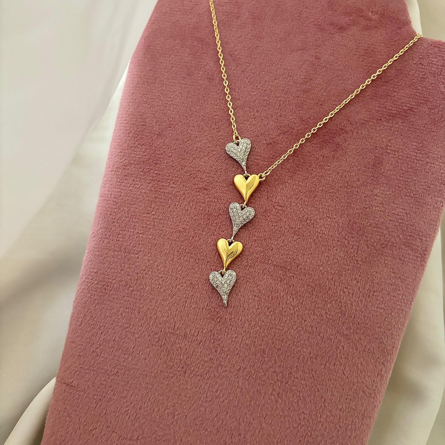 Esme Heart Diamante Lariat Necklace