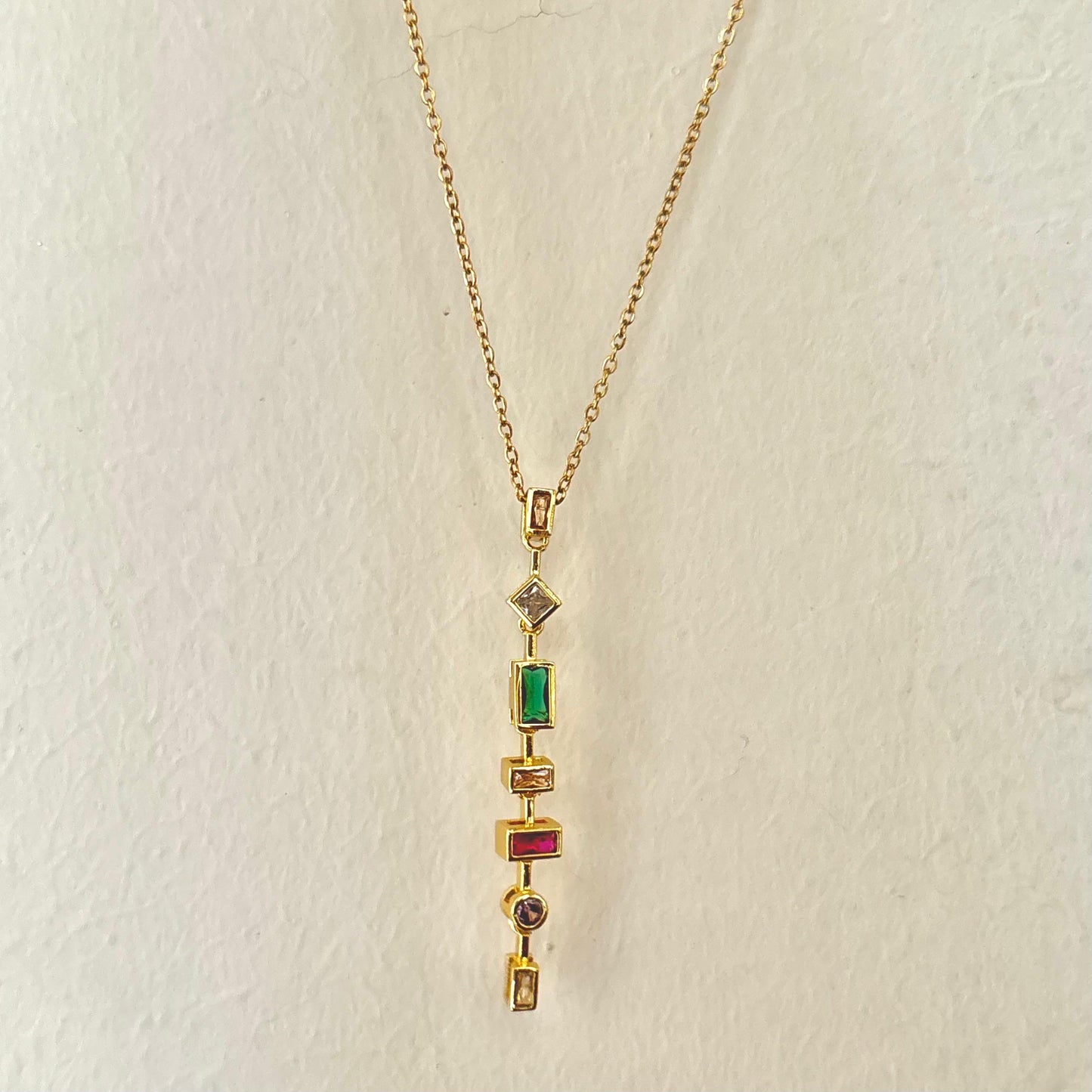 Multi Gem Lariat Necklace