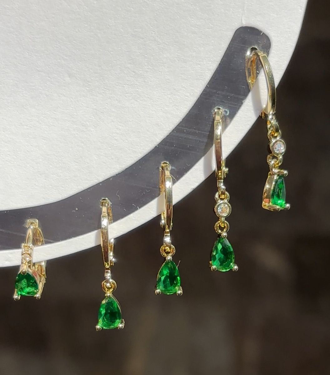Emerald Gem Hoops & Huggies Set