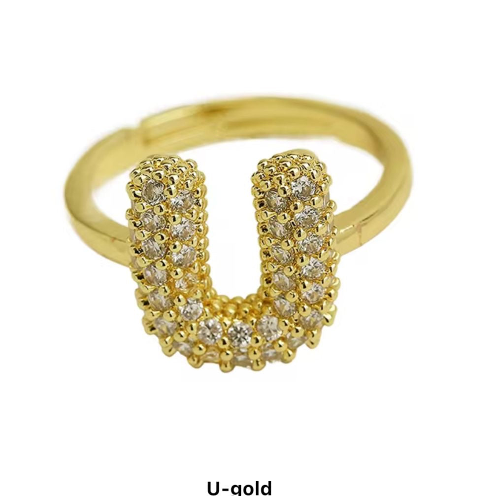 Paved Puffy Initial Rings