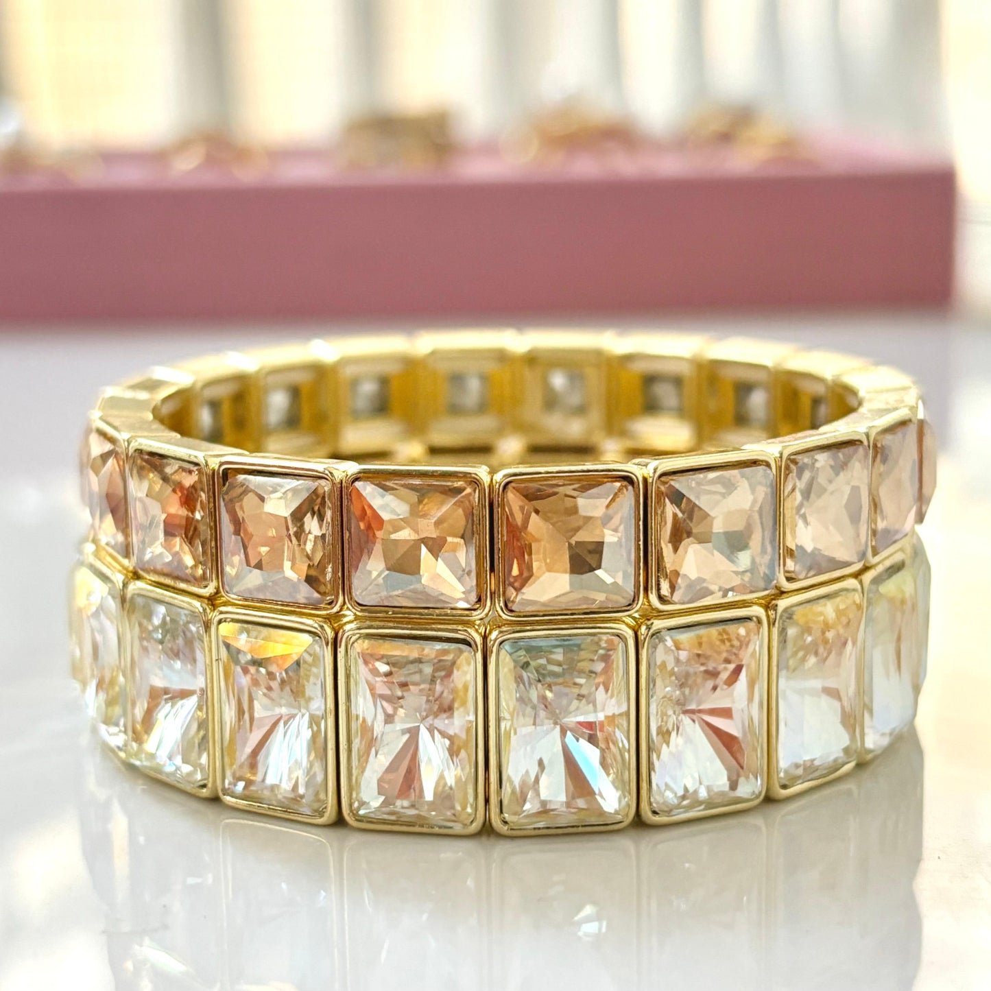 Luxurious Baguette Cluster Bracelet -Adjustable
