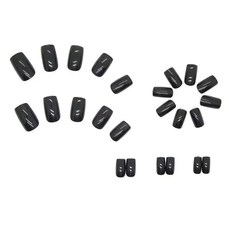Black Gel Press On Squaroval Nails