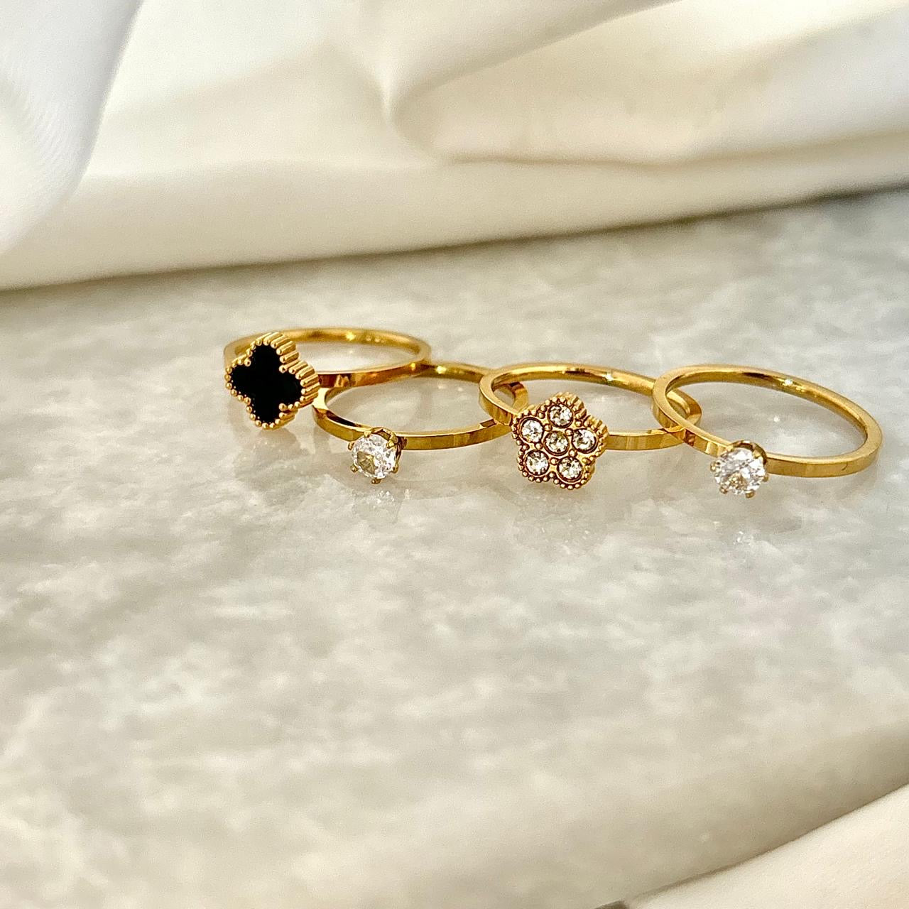 Queenie Ringset -18K | Set of 4 Rings
