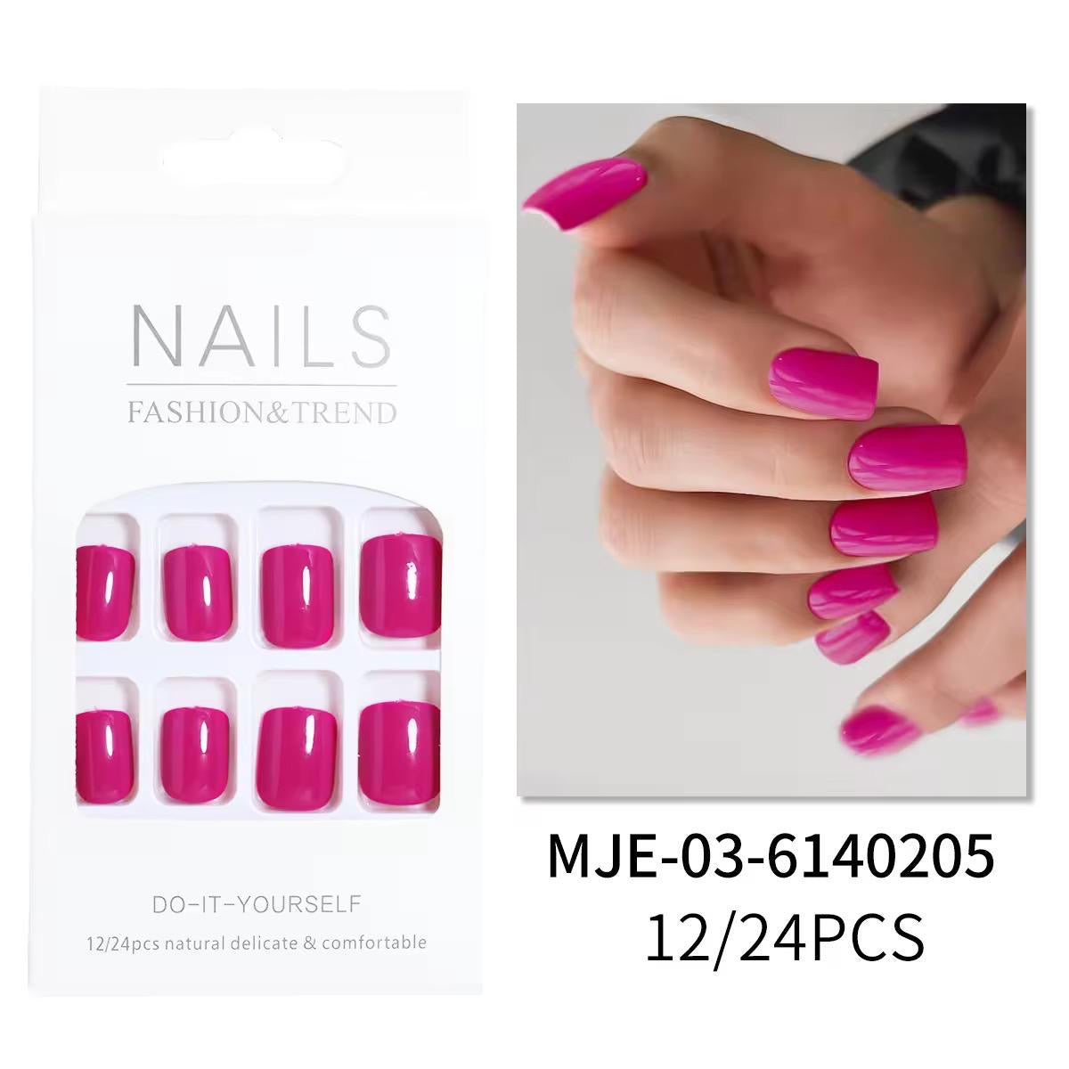 Fuchsia Pink Gel Press On Squaroval Nails