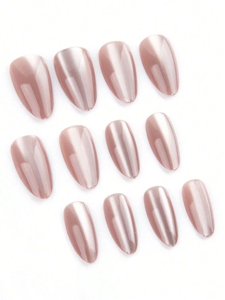 Nude Brown Cat Eye Press On Nails