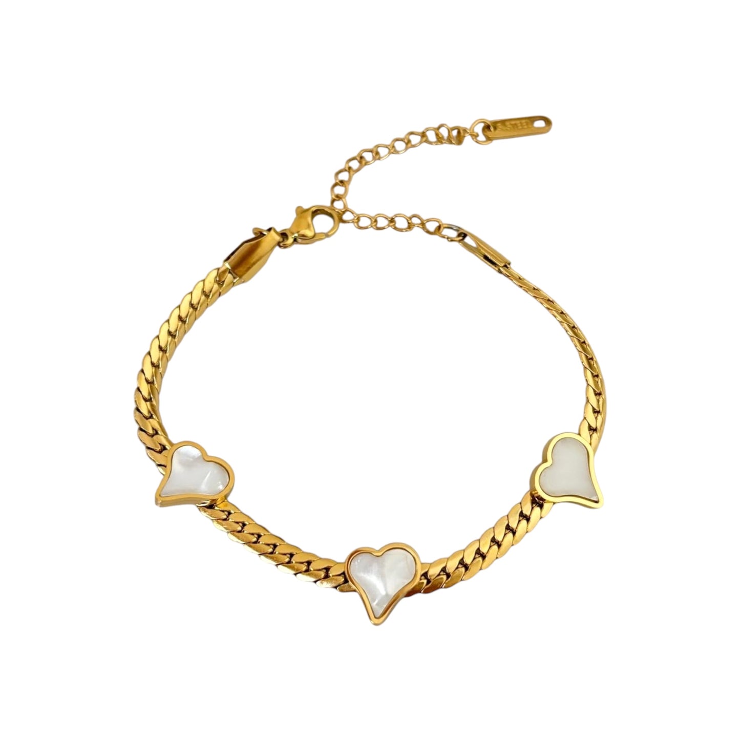 White Dainty Heart Braided Bracelet -18K