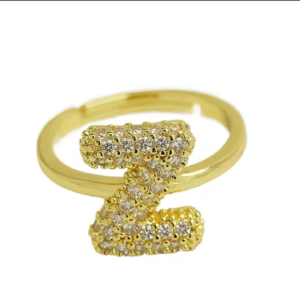Paved Puffy Initial Rings