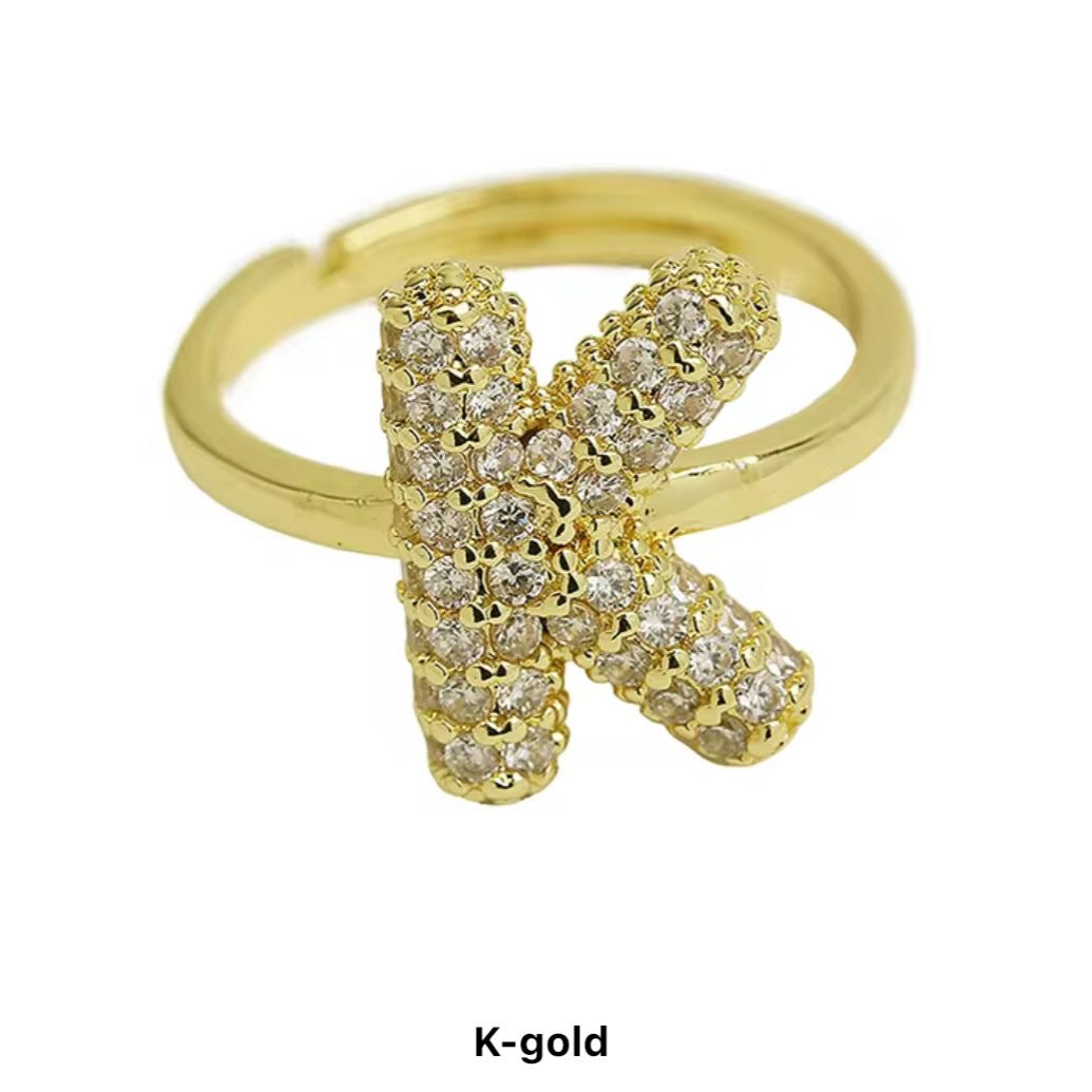 Paved Puffy Initial Rings
