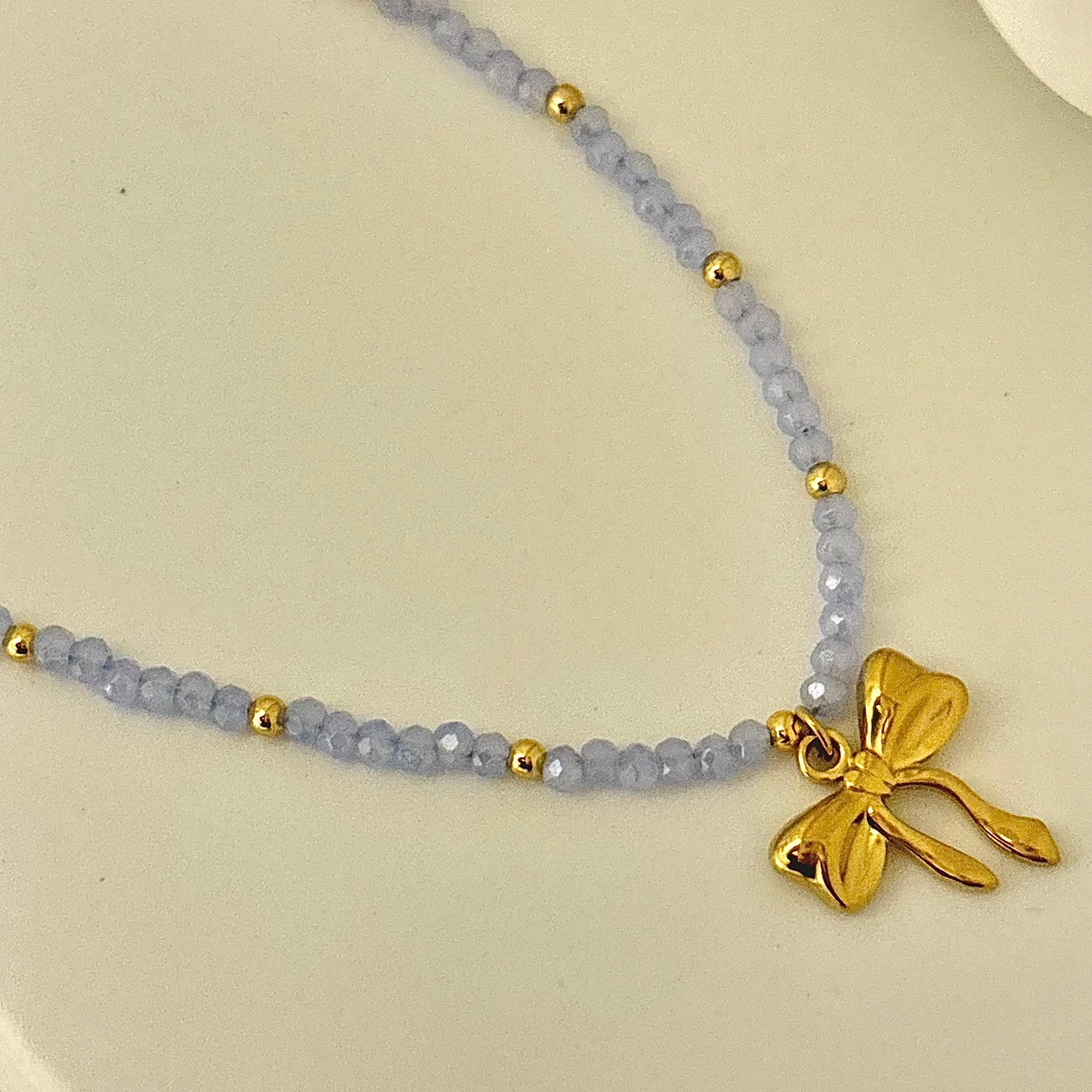 Crystal Beaded Bow Necklace