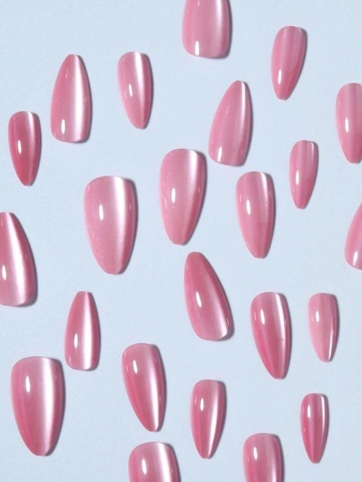 Tea Pink Cat Eye Press On Nails