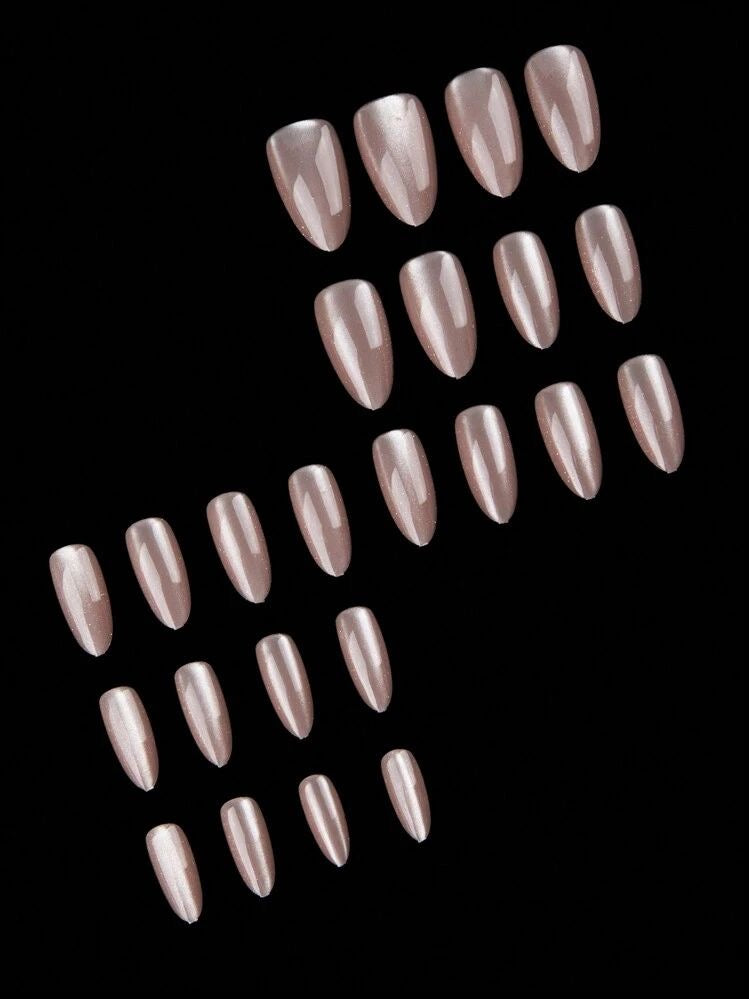 Peach Cat Eye Press On Nails