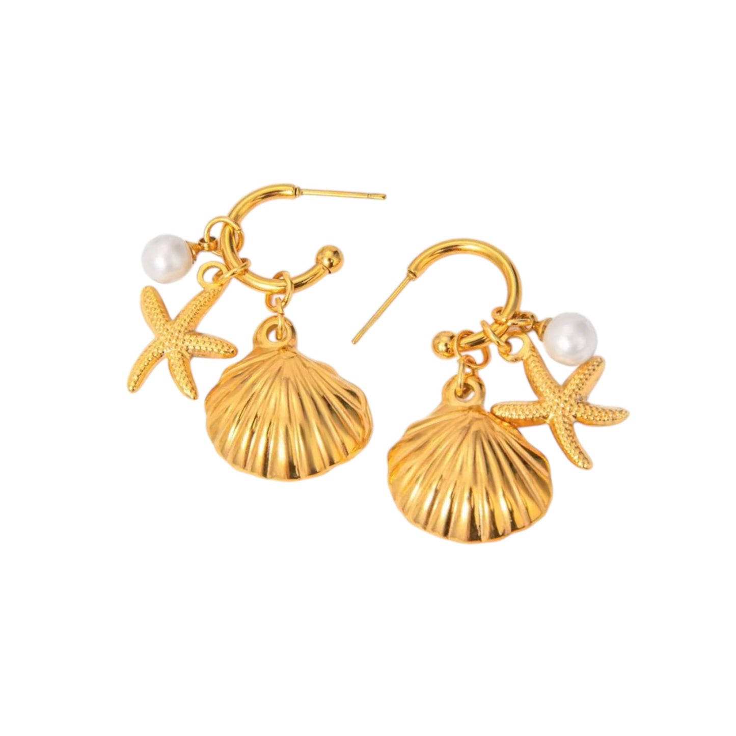 Mermaid’s Treasure Charm Earrings -18K