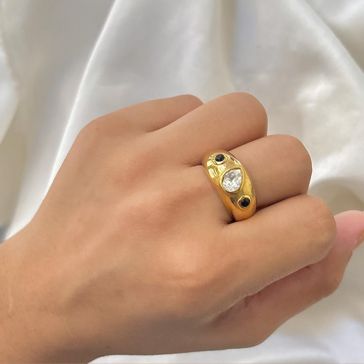 Jeju Cz Dome Ring -18K