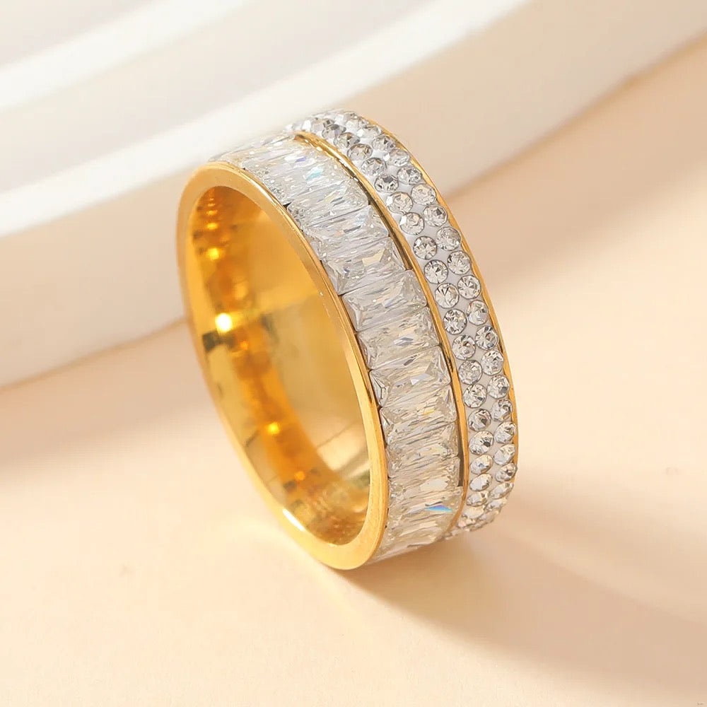 Luxury Dual Eternity Band Ring -18K