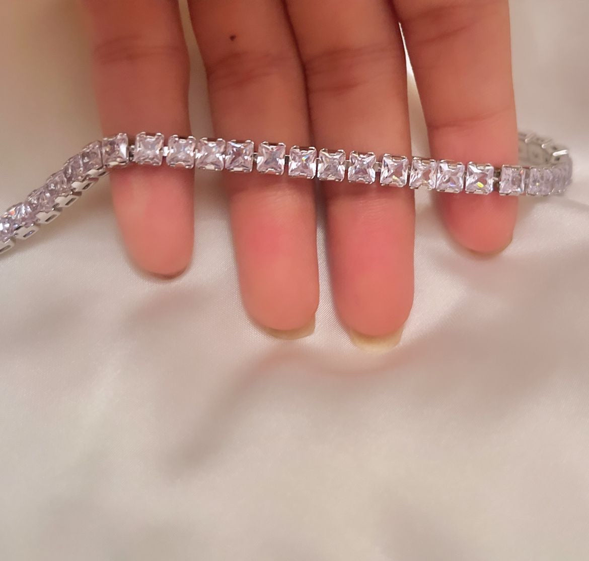 Diamanté Tennis Square Cut Bracelet