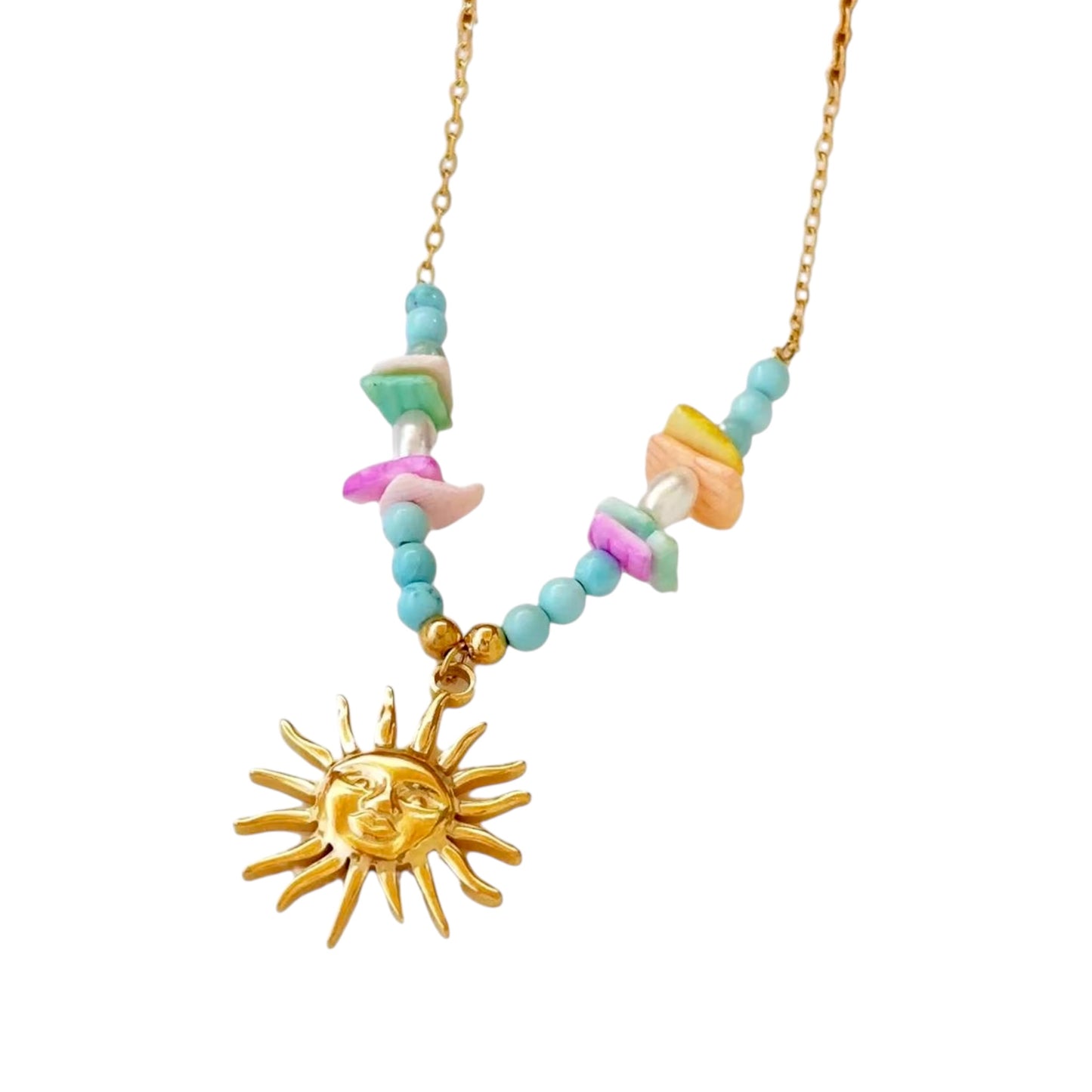 Sol Beaded Charm Necklace -18K