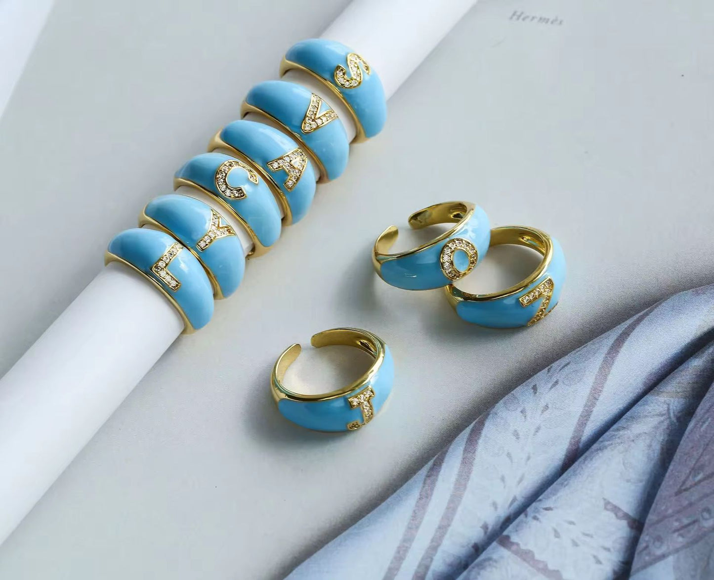 Initial Enamel Ring -Adjustable