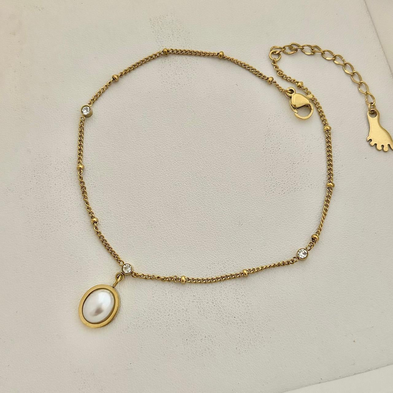 Adora Cz Anklet -Oval Charm