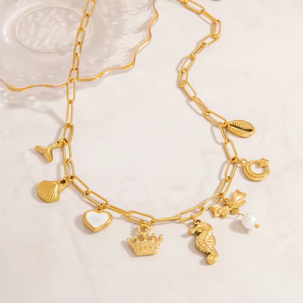 Golden Gleamy Charm Necklace