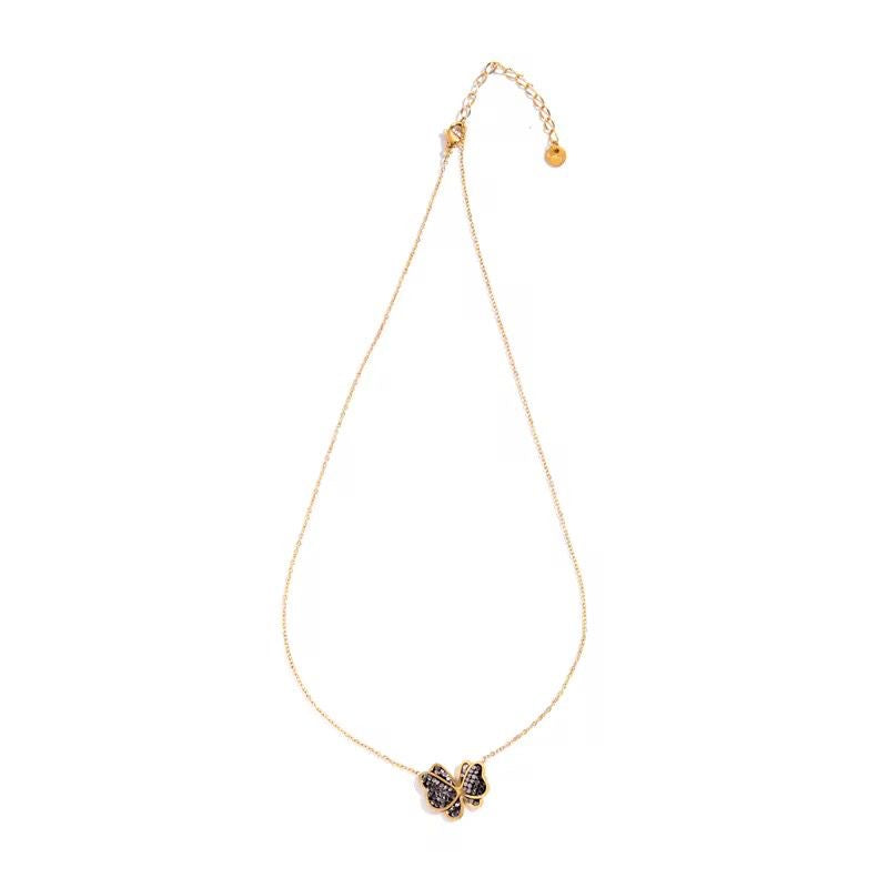 LUXE Black Zircon Flutter Necklace