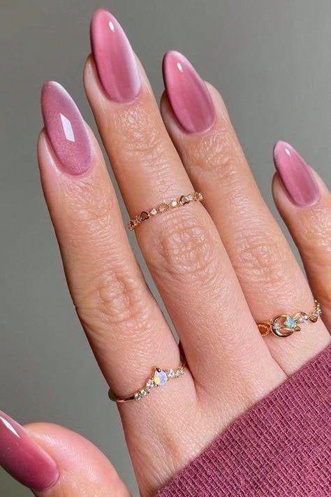 Tea Pink Cat Eye Press On Nails
