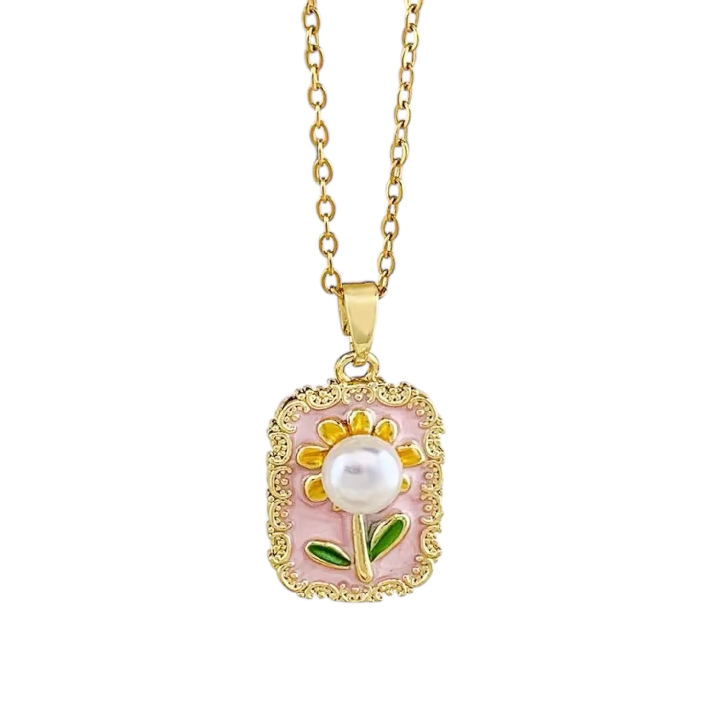 Blushing Bloom Flora Necklace -Hand Painted