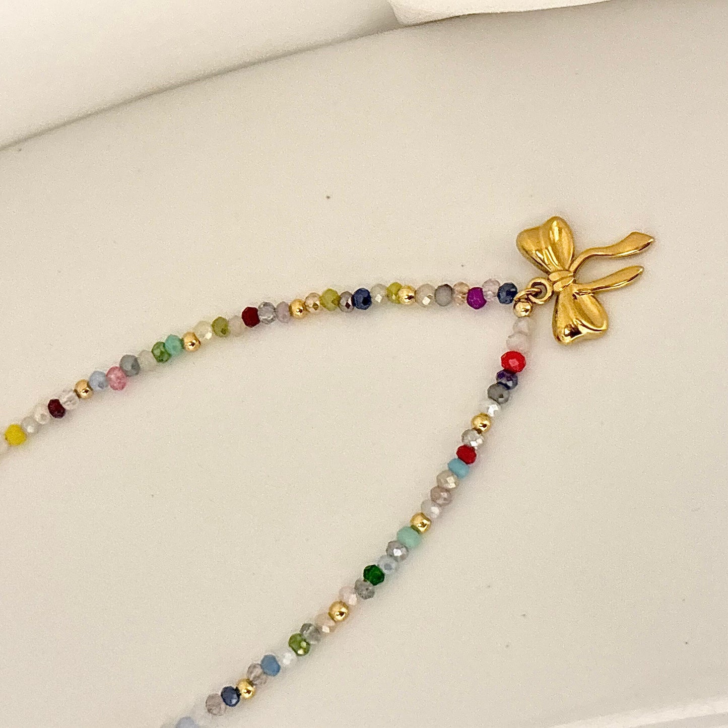 Crystal Beaded Bow Necklace