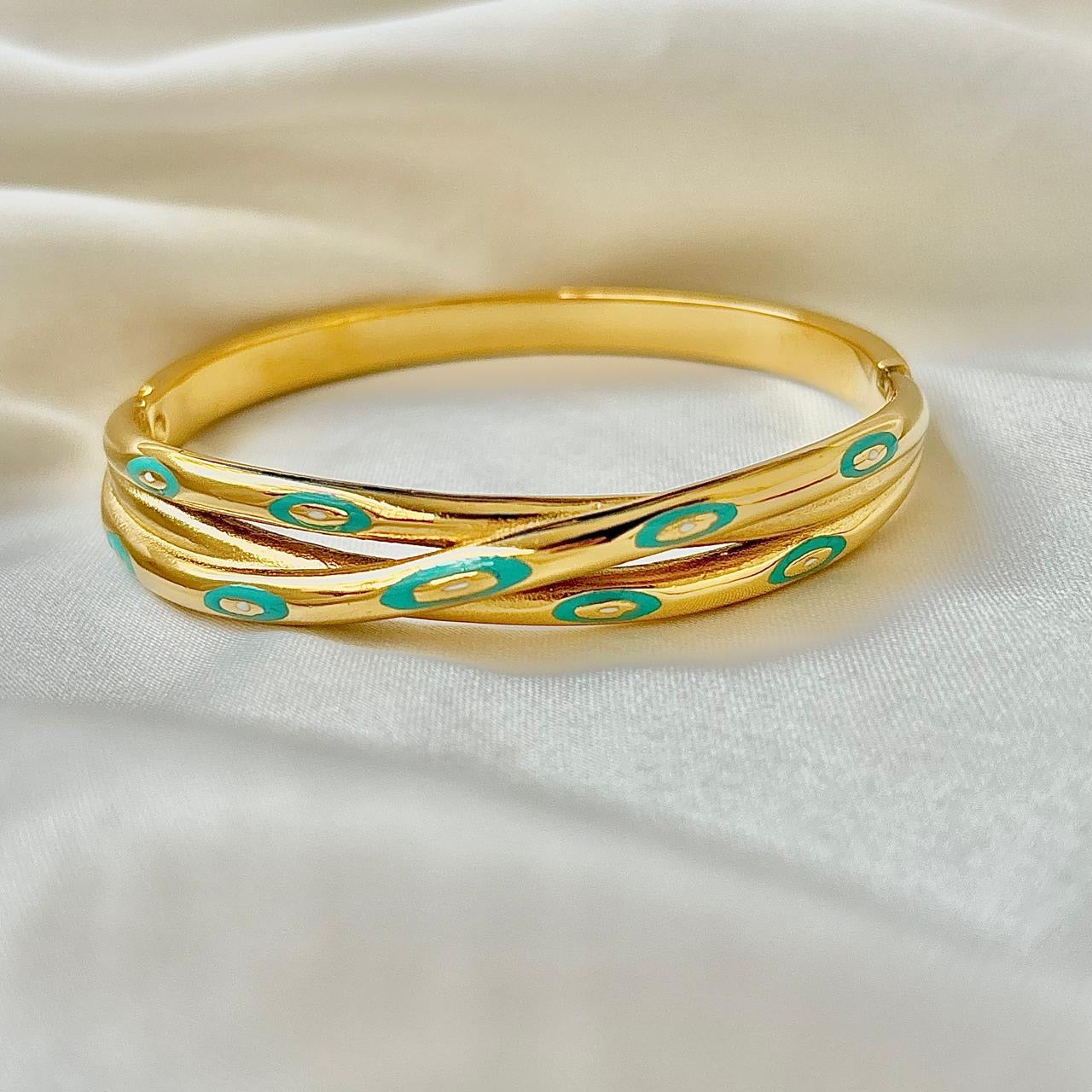 Turquoise Eye Twisted Bracelet -18K