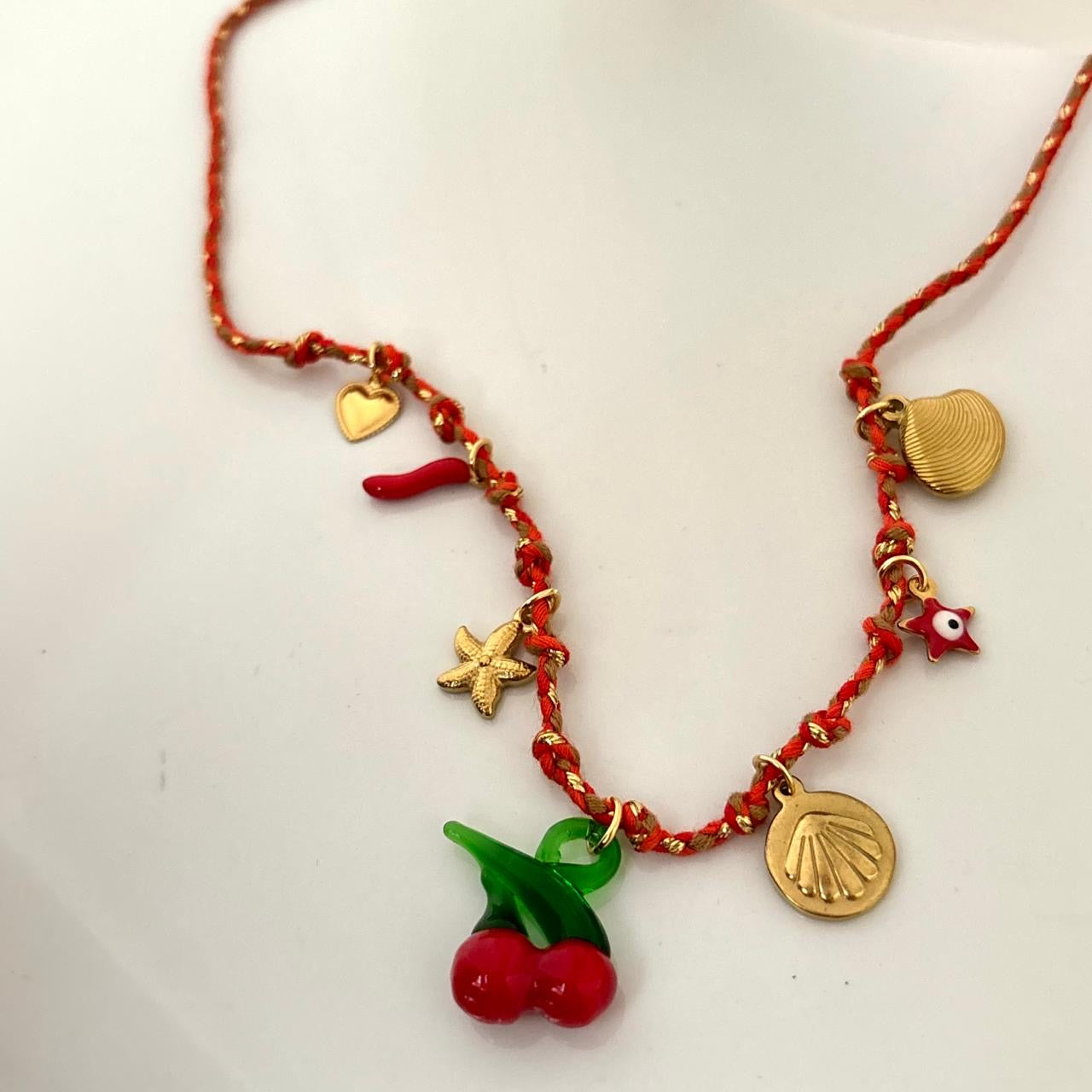 Cherry Cola Charm Cord Necklace