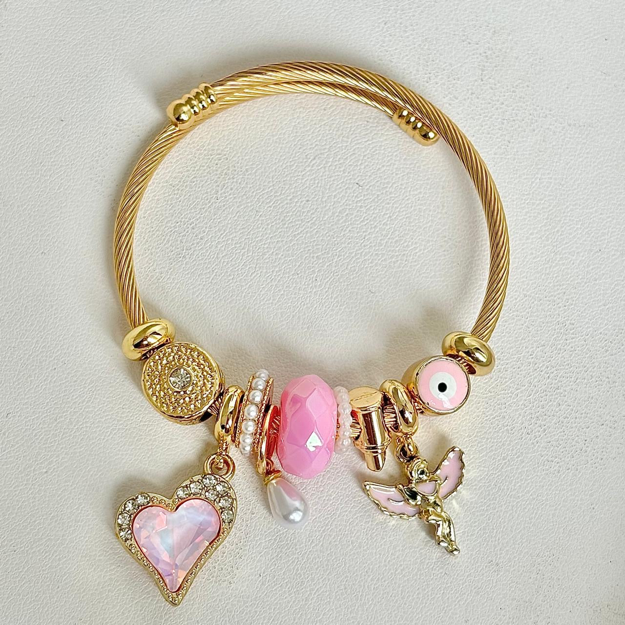 Dream Catcher Pixie Charm Bracelet -Pink