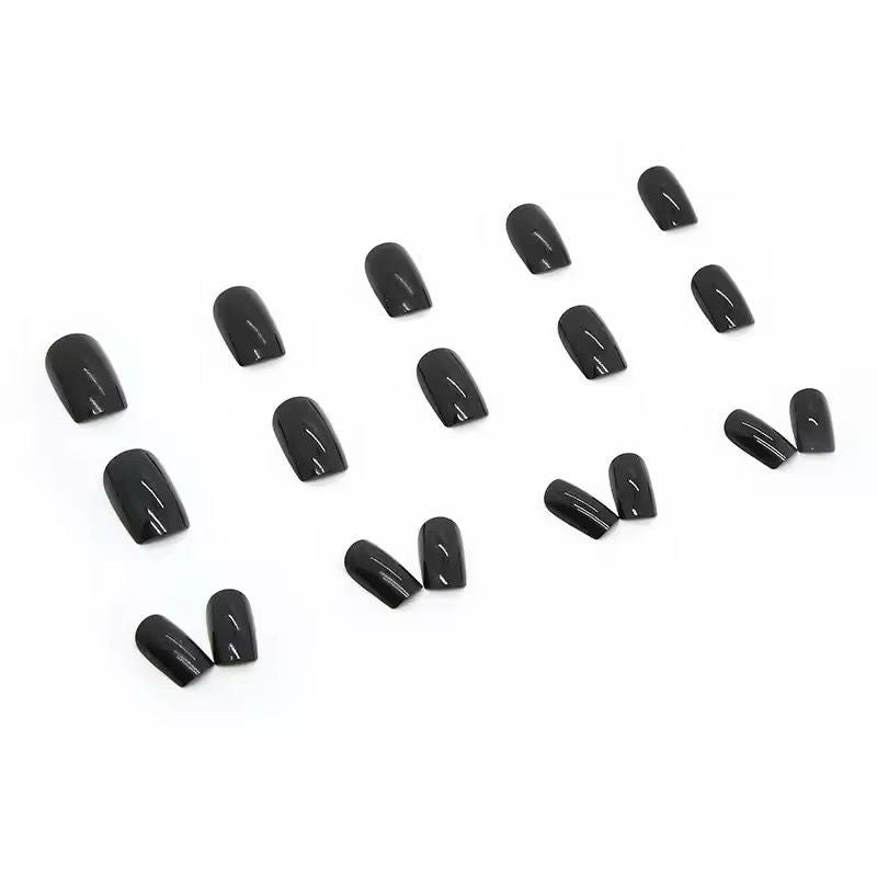 Black Gel Press On Squaroval Nails