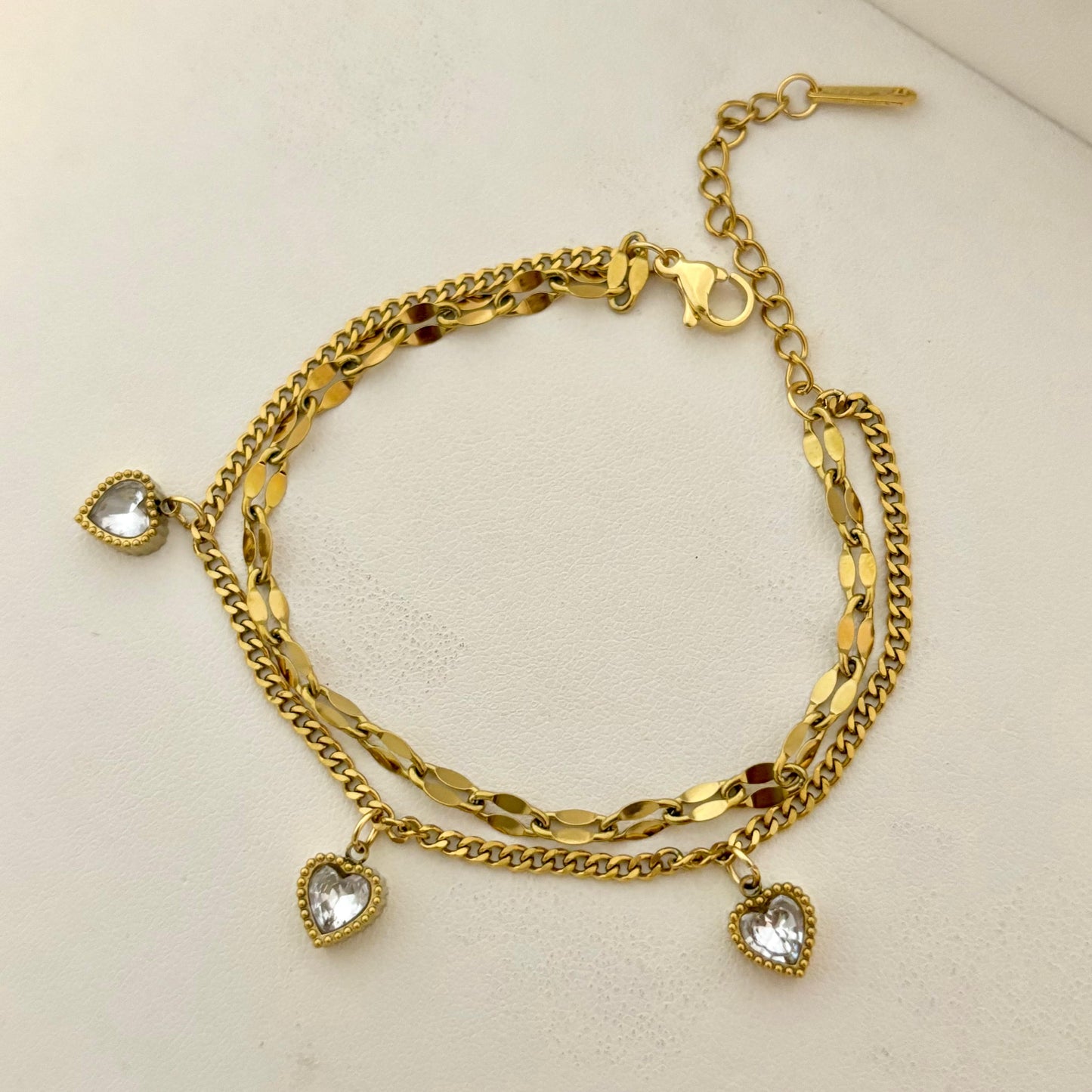 Esme Heart Charm Layered Bracelet