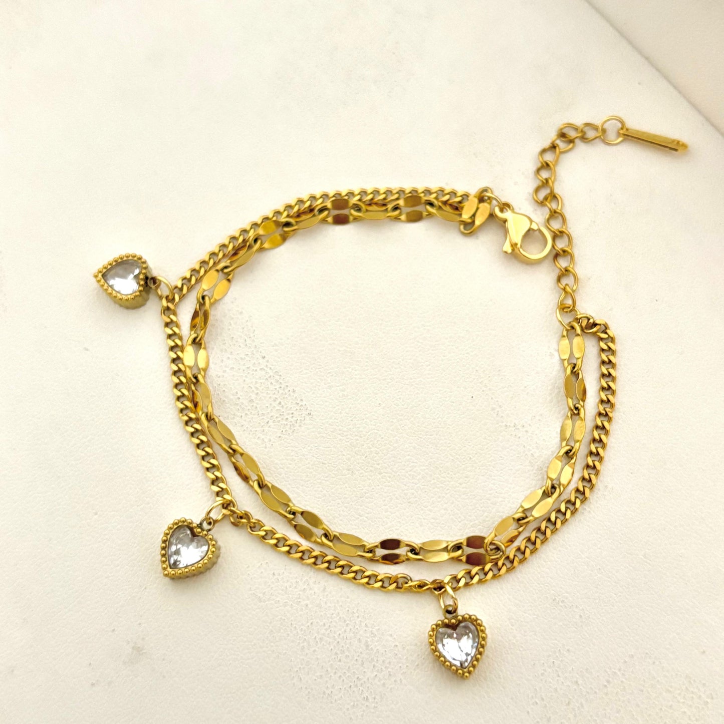 Esme Heart Charm Layered Bracelet
