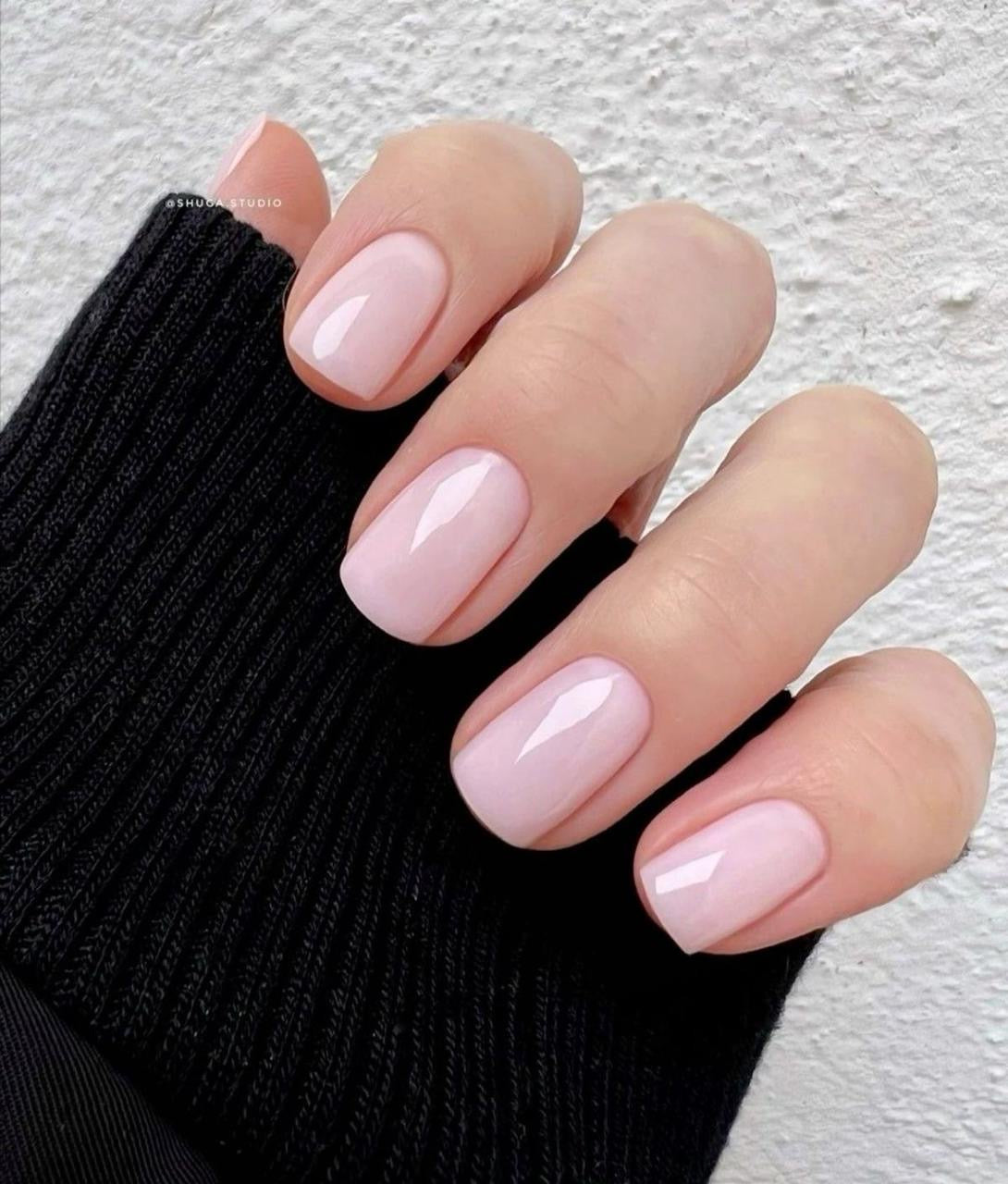 Baby Pink Gel Press On Squaroval Nails