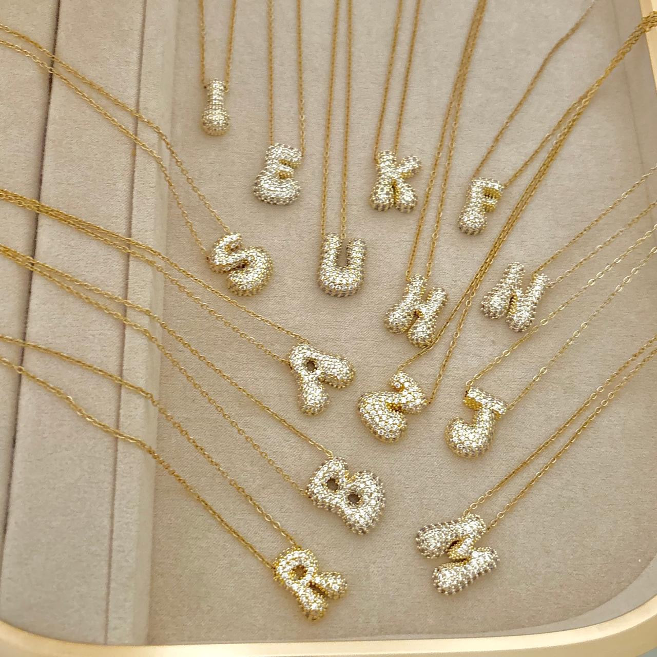 Paved Puffy Initial Necklace 2.0