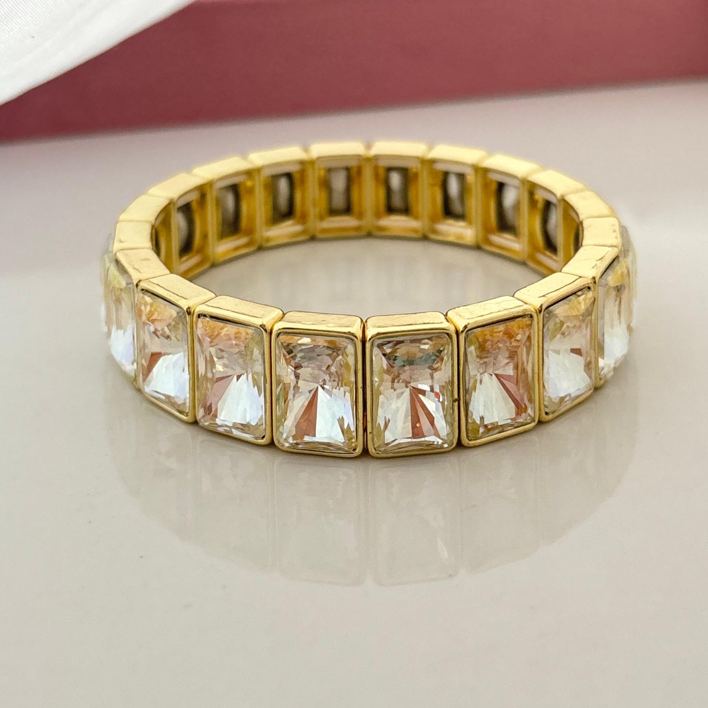 Luxurious Baguette Cluster Bracelet -Adjustable