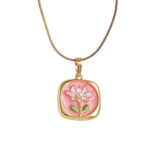 Lotus Necklace -Hand Painted