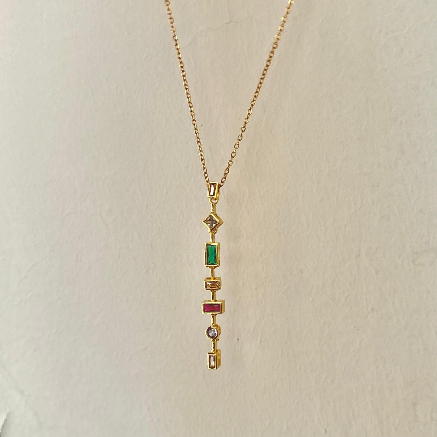 Multi Gem Lariat Necklace