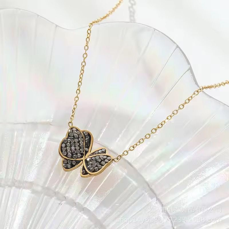 LUXE Black Zircon Flutter Necklace