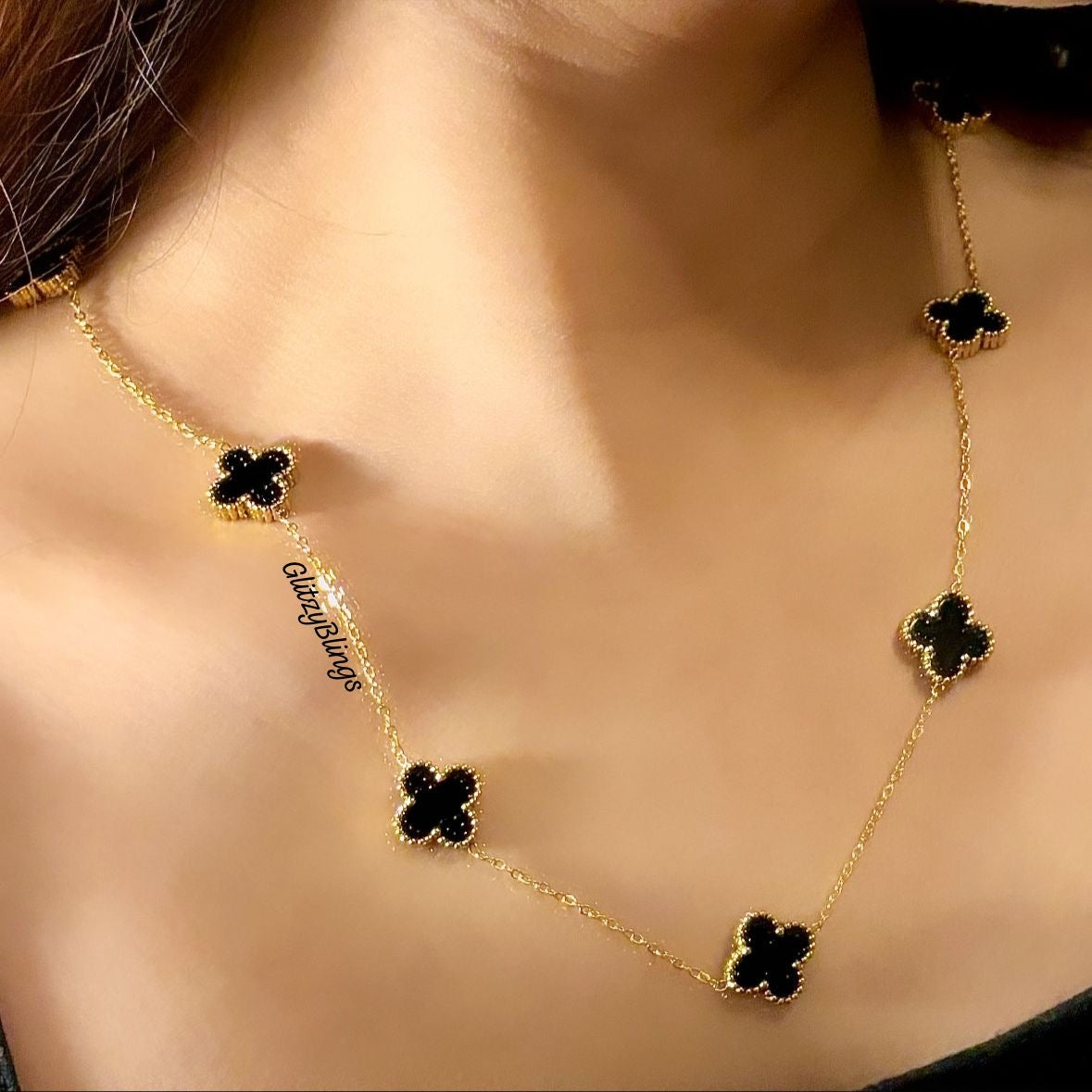 Luxe Black 7 Motifs Clover Necklace -Limited Edition