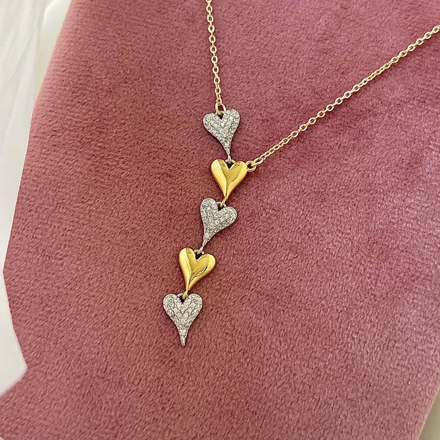 Esme Heart Diamante Lariat Necklace