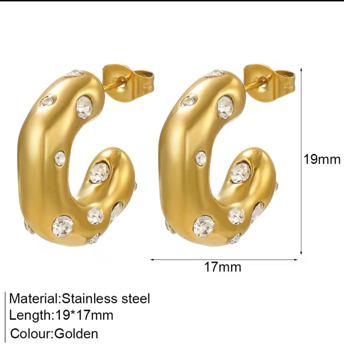 CZ Hammered Luxe Hoops -18K