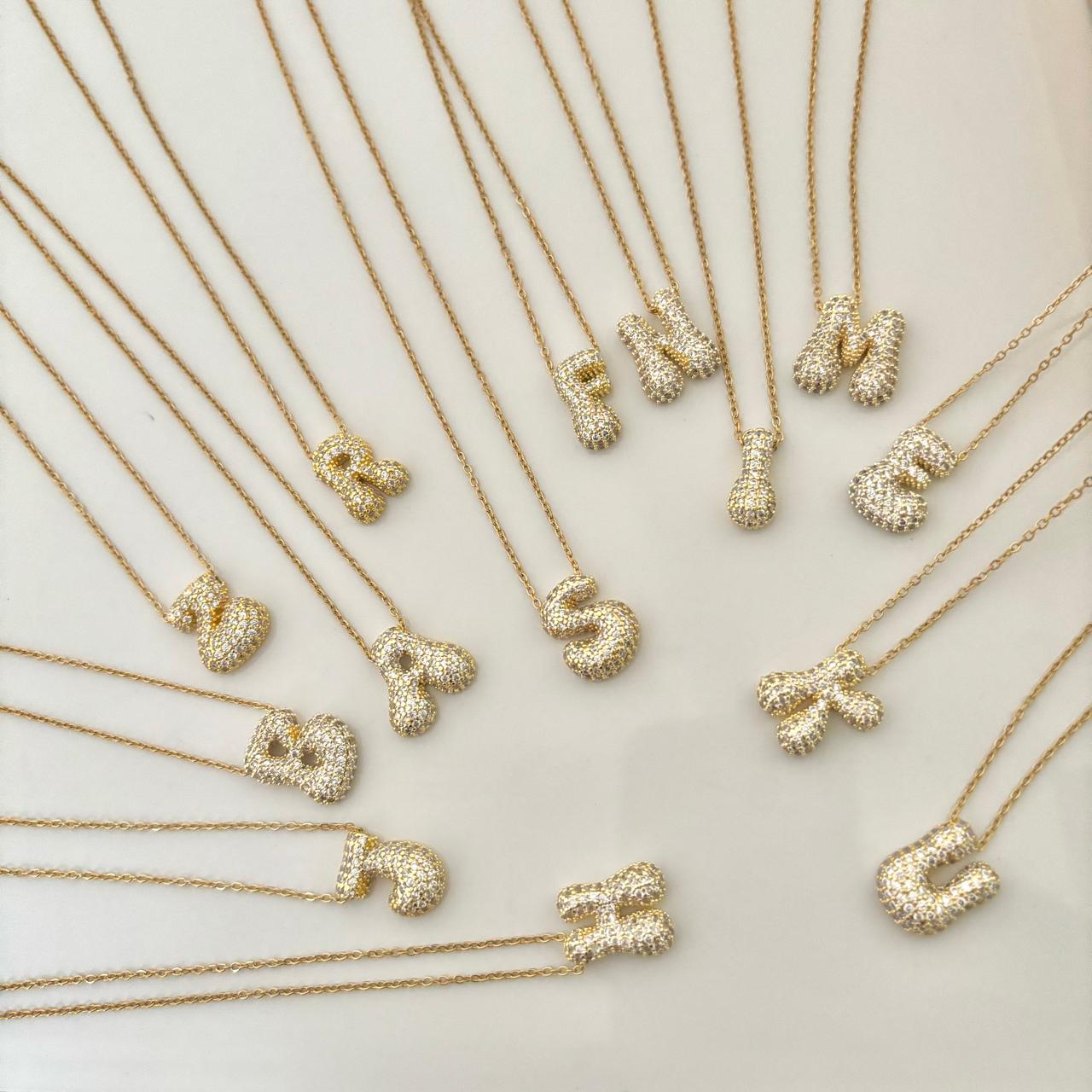 Paved Puffy Initial Necklace 2.0