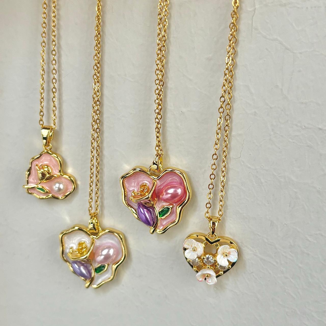 Cottage Core Necklace -18K | Hand Painted