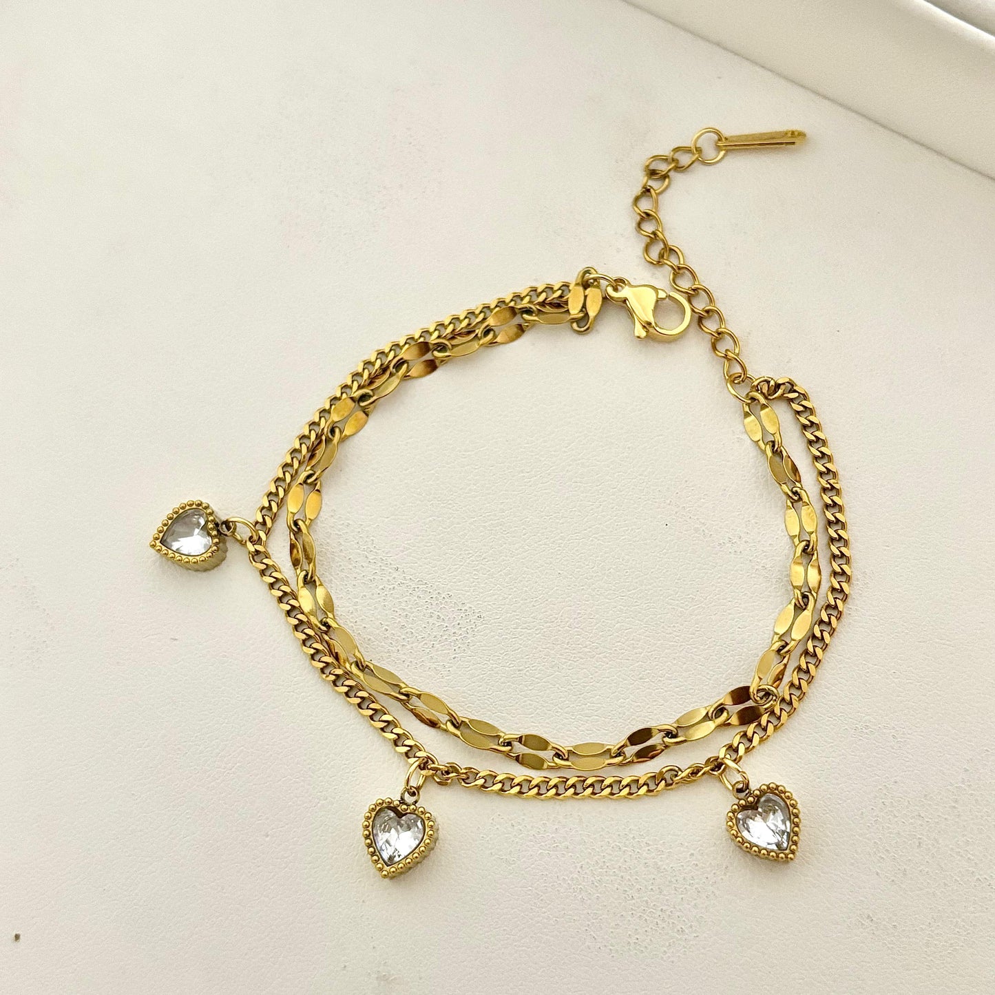 Esme Heart Charm Layered Bracelet