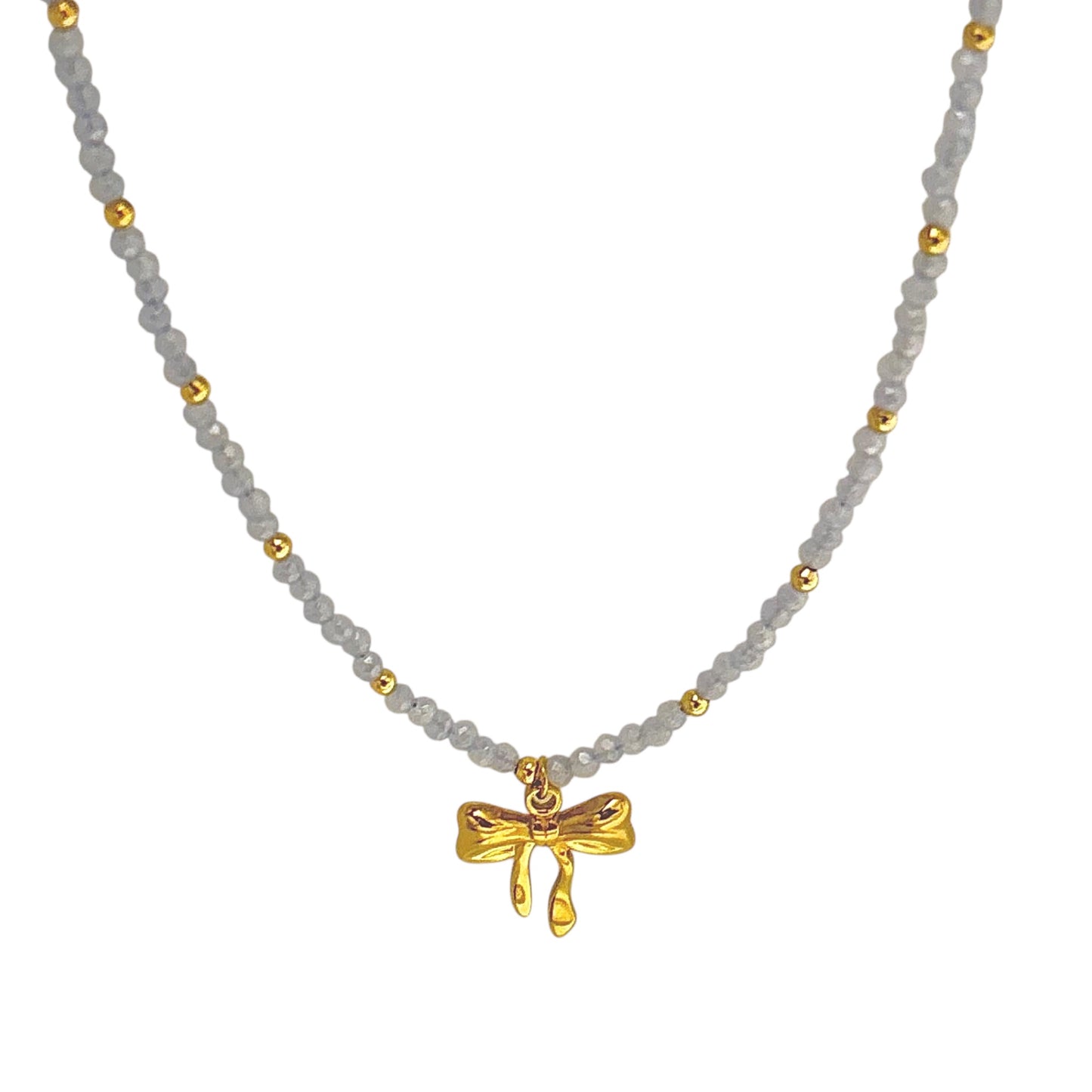 Crystal Beaded Bow Necklace