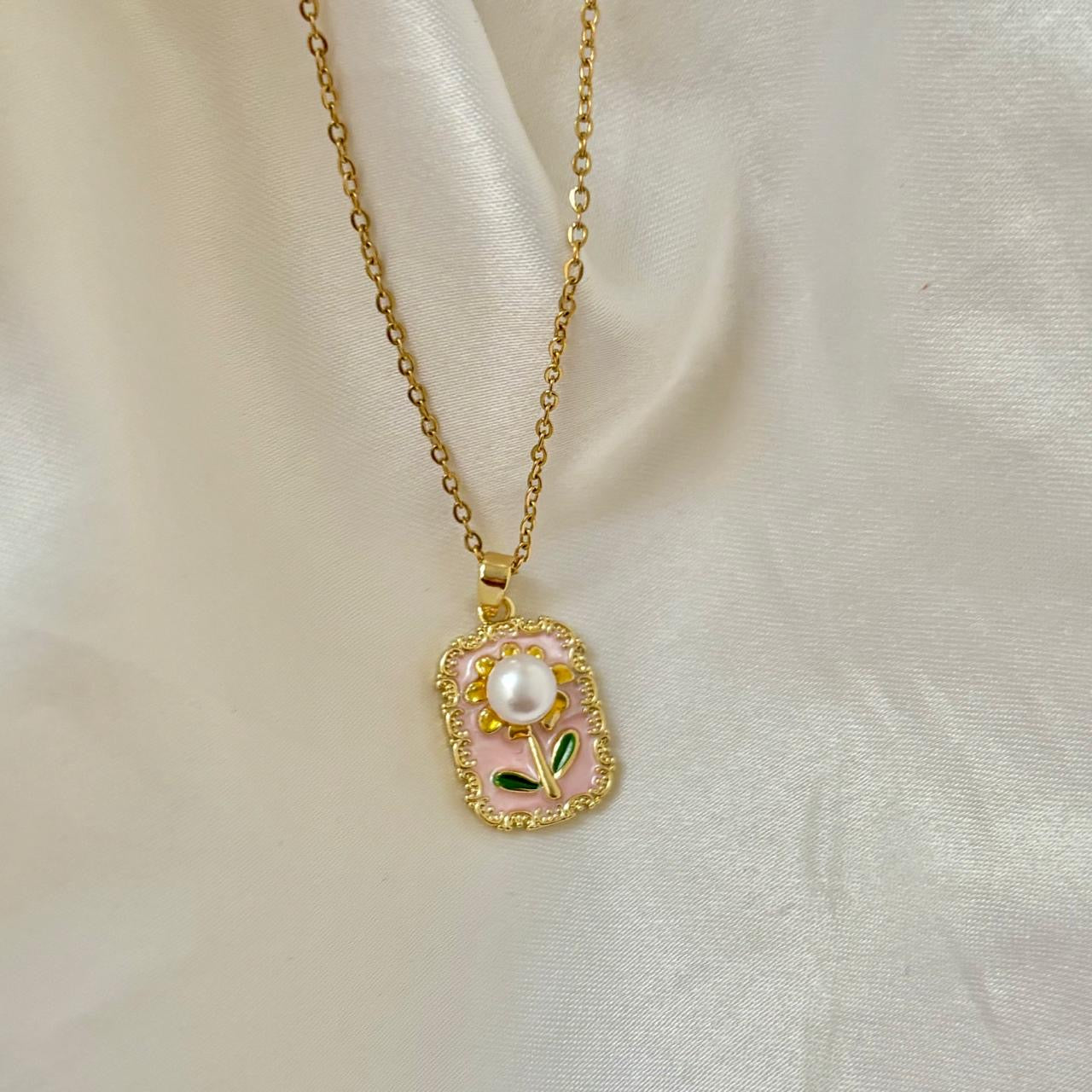 Blushing Bloom Flora Necklace -Hand Painted
